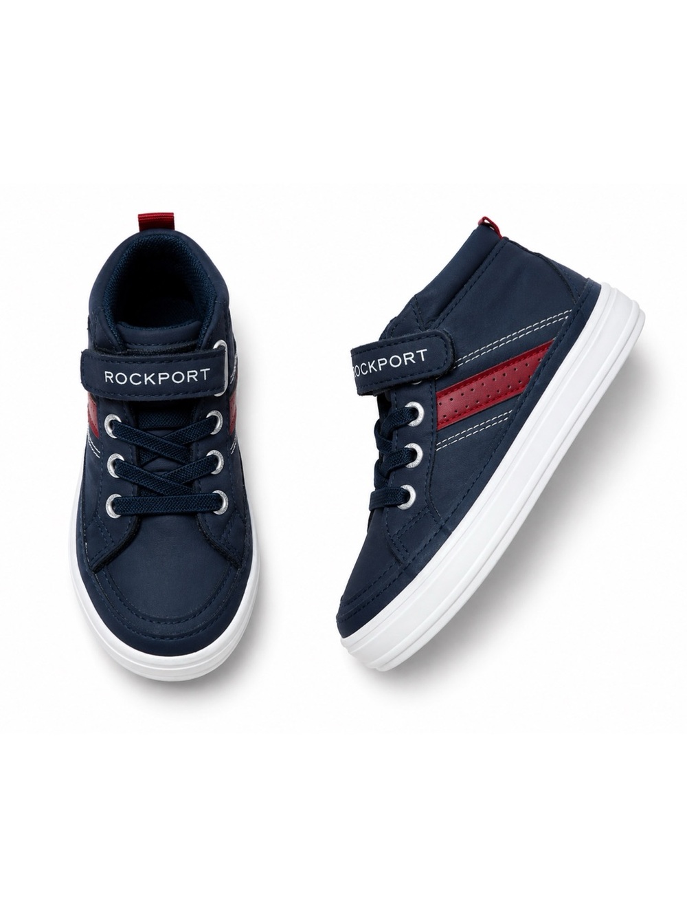Rockport Gavin Casual Sneakers Toddler Hook & Loop Navy & Red Shoes Size 8
